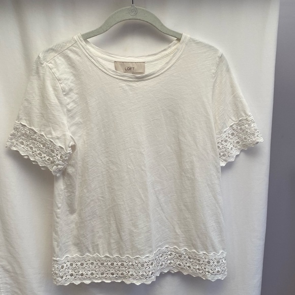 Loft white top with lace detailing size XS - Picture 1 of 3